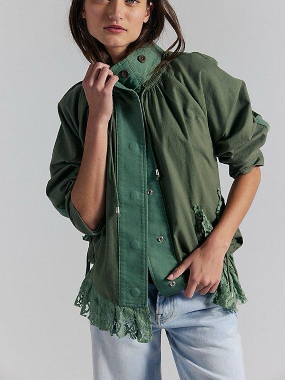 NWT FREE PEOPLE WE THE FREE We The Free Outset Funnel-Neck Jacket | Green $168